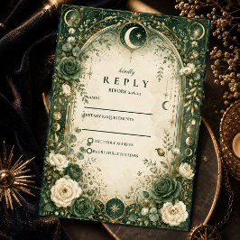 Botanisch grüne himmlische Hochzeit RSVP Karte