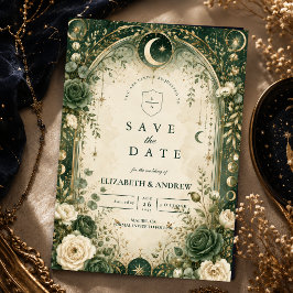 Botanisch grüne himmlische Hochzeit Save The Date