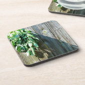 Botanisch grüne Kräuter, die vom Korn des Holzes b Untersetzer (Linke Seite)