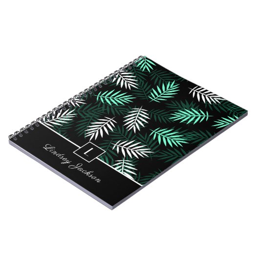 Botanisch-grüne moderne monogramm-Blätter i Notizblock (Linke Seite)