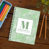 Botanisch grüne tropische Palmen mit einfacher Mon Notizblock