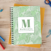 Botanisch grüne tropische Palmen mit einfacher Mon Notizblock