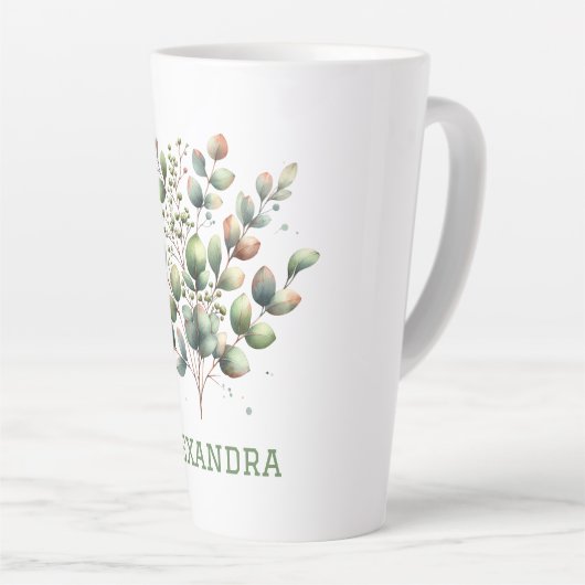 Botanisch-hellgrüne Eukalyptus-Blätter Milchtasse (Rechte Ecke)