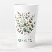 Botanisch-hellgrüne Eukalyptus-Blätter Milchtasse (Vorderseite)