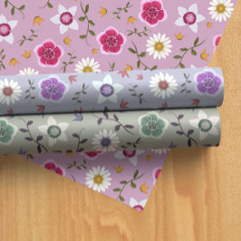 Botanisch hübsch rosa, Lila und grau floral Geschenkpapier Set
