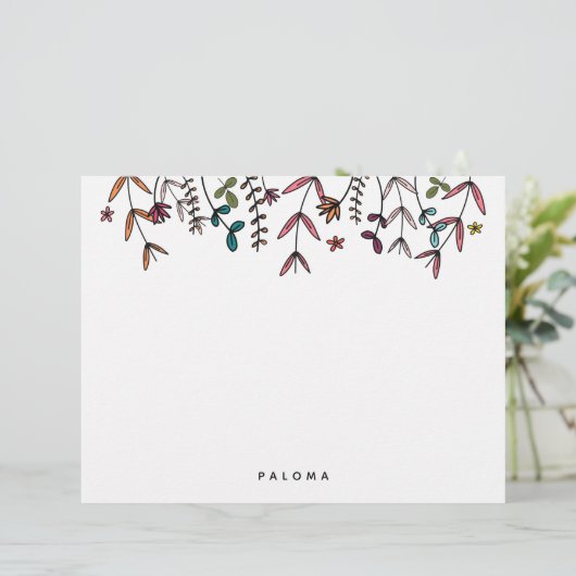 Botanisch Illustriert Personalisiert Briefbogen (Stehend Vorderseite)