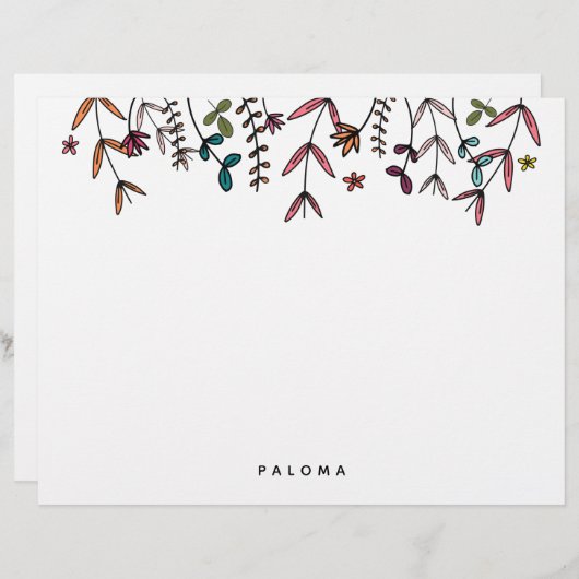 Botanisch Illustriert Personalisiert Briefbogen (Vorne/Hinten)