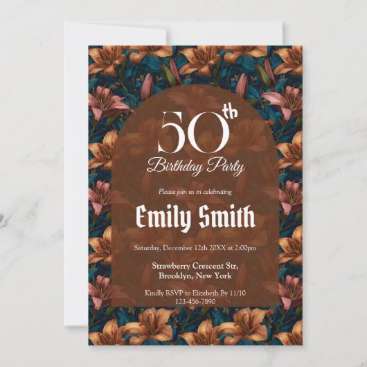 Botanisch inspirierte Lilien Ästhetische Geburtsta Einladung (Vorderseite)