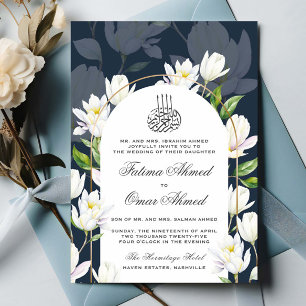 Botanisch-islamische Hochzeit der Marine Watercolo Einladung