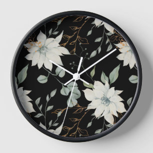 Botanisch-klassisch-weiß-floral Uhr