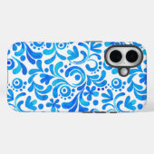 Botanisch lebendiges Blau und Weiß Case-Mate iPhone Hülle (Rückseite (Horizontal))