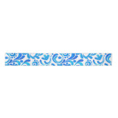 Botanisch lebendiges Blau und Weiß Satinband (Vorderseite)