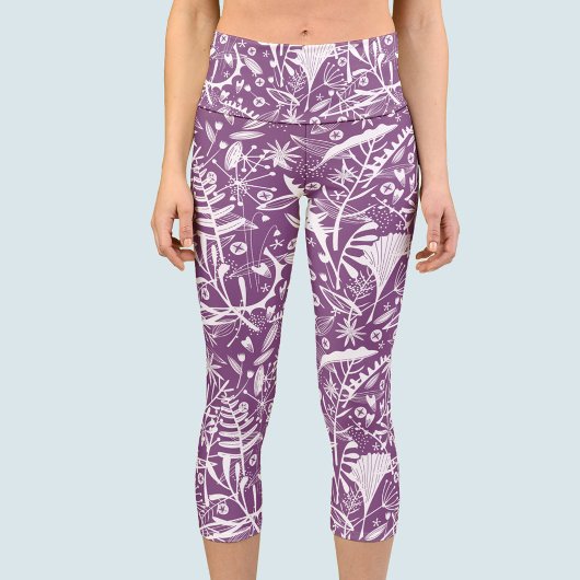 Botanisch Lila Capri Leggings