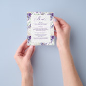 Botanisch-lila-goldene Blumnhochzeitsmenü Flyer (Gruppe)