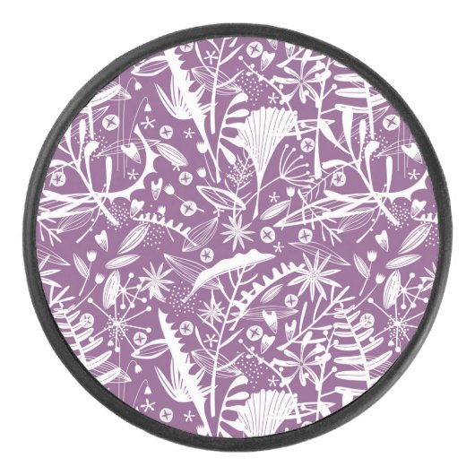Botanisch Lila modern Eishockey Puck (Vorderseite)