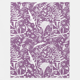 Botanisch Lila modern Fleecedecke