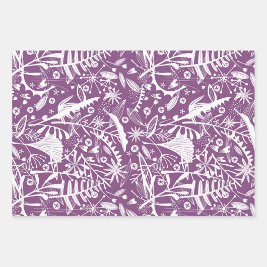 Botanisch Lila modern Geschenkpapier Set (Vorderseite 3)
