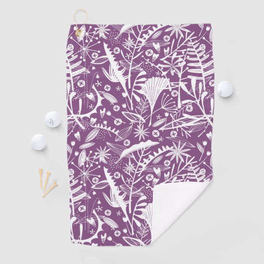 Botanisch Lila modern Golfhandtuch (Insitu)