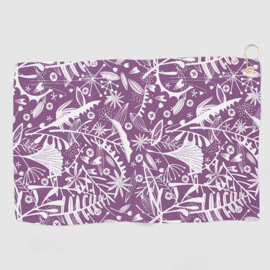 Botanisch Lila modern Golfhandtuch (Horizontal)