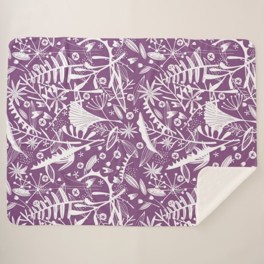Botanisch Lila modern Sherpadecke (Vorderseite (Horizontal))
