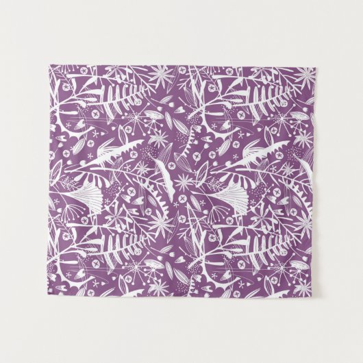 Botanisch Lila modern Wandteppich (Vorderseite (Horizontal))