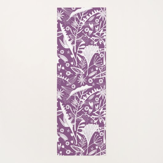 Botanisch Lila modern Yogamatte (Rückseite)