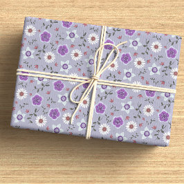 Botanisch Lila Moderne Wildblume Geschenkpapier