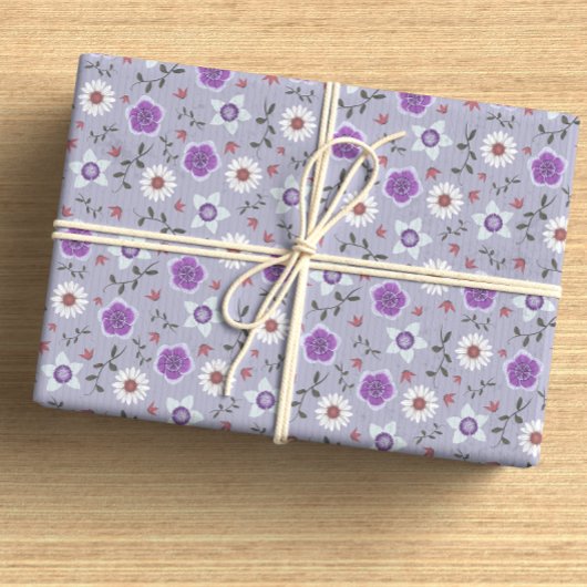Botanisch Lila Moderne Wildblume Geschenkpapier