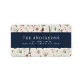 Botanisch-minimalblau-wasserfarben Adressaufkleber (Vorne)