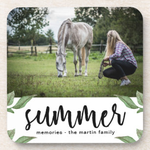 Botanisch mit Sommerskript hinzufügen Foto und Nam Untersetzer