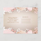 Botanisch-moderne rosafarbene und goldblütige Pfla Ankündigungspostkarte (Rückseite)