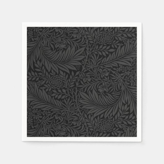 Botanisch-moderne Schwarze Flora Serviette (Vorderseite)