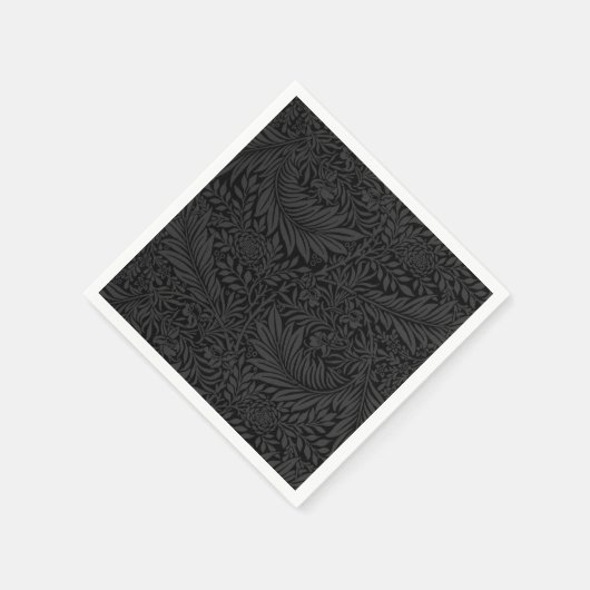 Botanisch-moderne Schwarze Flora Serviette (Ecke)