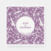 Botanisch-moderne Violettgrafik Serviette (Vorderseite)