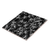 Botanisch niedlich Schwarz/Weiß  Fliese (Seite)