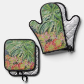 Botanisch Ofenhandschuh & Topflappen-Set (Vorderseite/Rückseite)