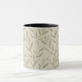 Botanisch Olivenblatt Beige Blumenmuster Tasse (Zentrum)
