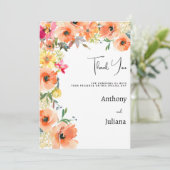Botanisch orange gelb rosa Sommerblume Danke Einladung (Stehend Vorderseite)