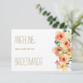 Botanisch-orange-gelb-rosa Sommerflora Einladung (Stehend Vorderseite)