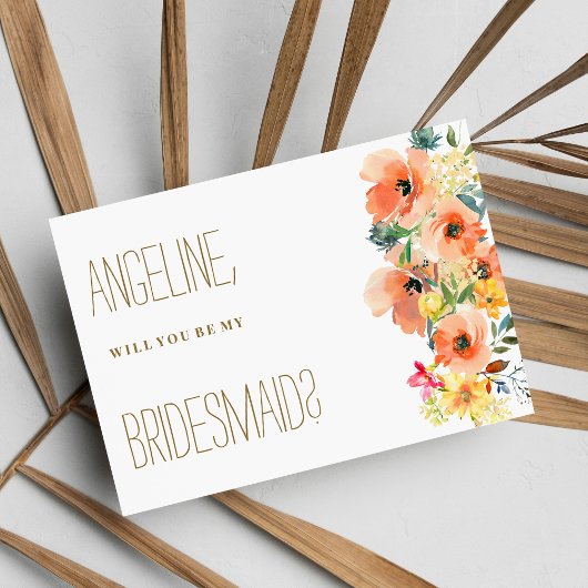 Botanisch-orange-gelb-rosa Sommerflora Einladung