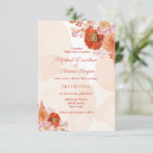 Botanisch-orangefarbene Hochzeit Einladung (Stehend Vorderseite)