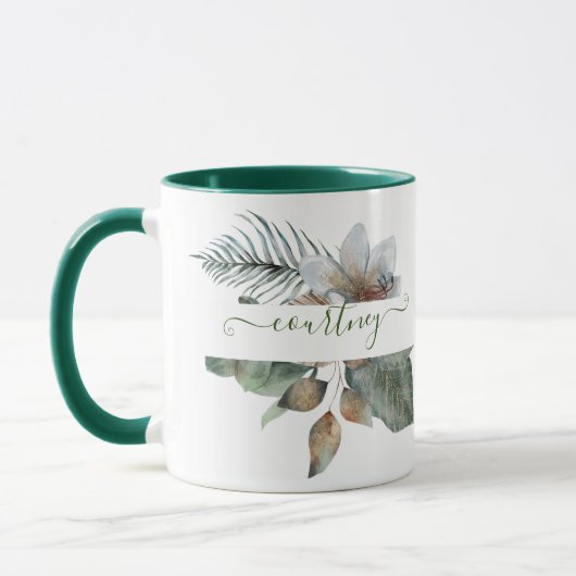 Botanisch personalisierte Wasserfarbe Tasse (Links)