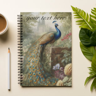 Botanisch: Pfau anpassbar Notizblock