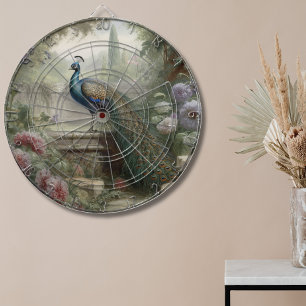 Botanisch: Pfau auf Treppen in einem englischen Ga Dartscheibe