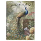 Botanisch: Pfau auf Treppen in einem englischen Ga Klemmbrett (Rückseite)