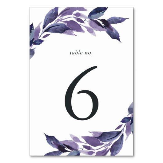 Botanisch reichhaltiges Foliage Tischnummer (Rückseite)