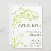 Botanisch Retro Bold Chartreuse Foto Hochzeit Save The Date (Vorderseite)