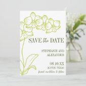 Botanisch Retro Bold Chartreuse Foto Hochzeit Save The Date (Stehend Vorderseite)