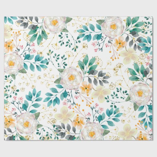 Botanisch rosa aquamarin-orangefarbene Blüte Geschenkpapier (Flach)