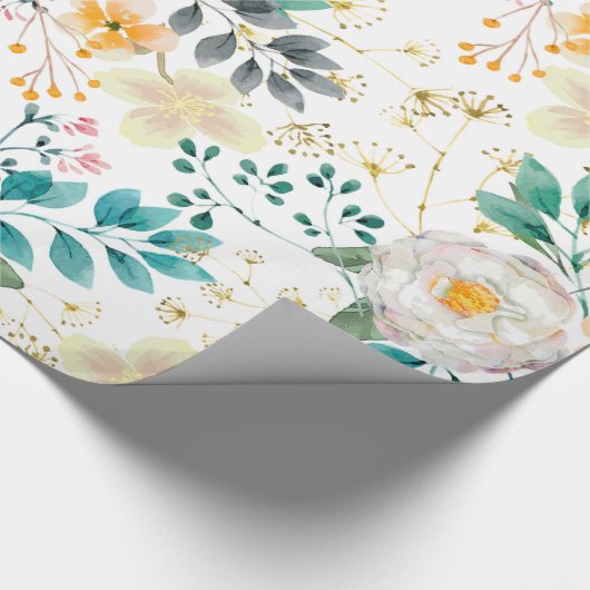 Botanisch rosa aquamarin-orangefarbene Blüte Geschenkpapier (Ecke)